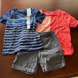 Set includes two boys t-shirts and one denim shorts. All size 5T. BNWT.